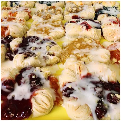 Homemade pastries at Country Pie Shoppe — Snails, scoopies, & more.