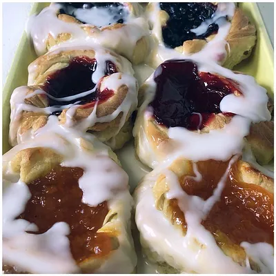 Homemade pastries at Country Pie Shoppe — Snails, scoopies, & more.